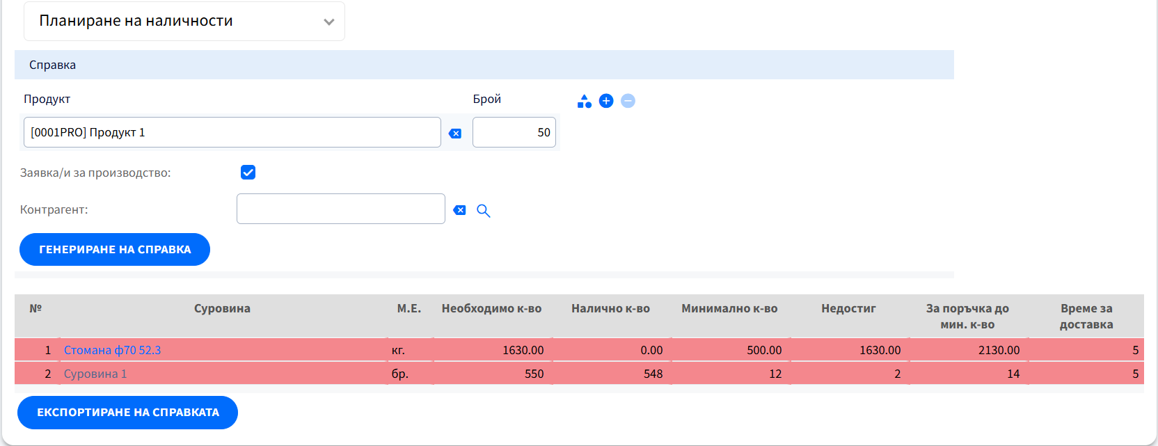 Планиране на производство