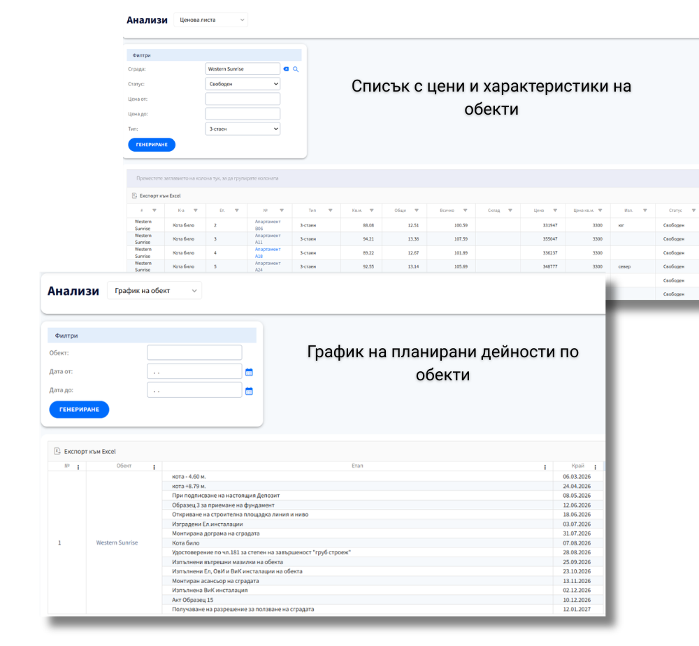 Информация по обекти